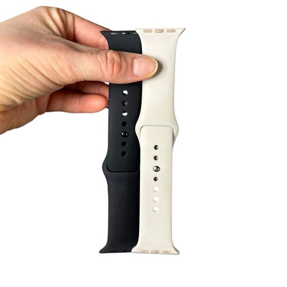 Apple Watch White & Black Rubber Sport Bands Size S/M - Picture 1 of 5